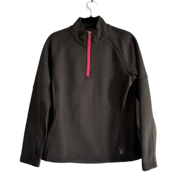 Spyder core sweater ladies olive green 1/4 zip pullover size L - Picture 3 of 15